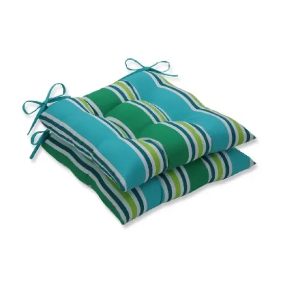 2pc Aruba Stripe Wrought Iron Outdoor Seat Cushions - Pillow Perfect image {3}