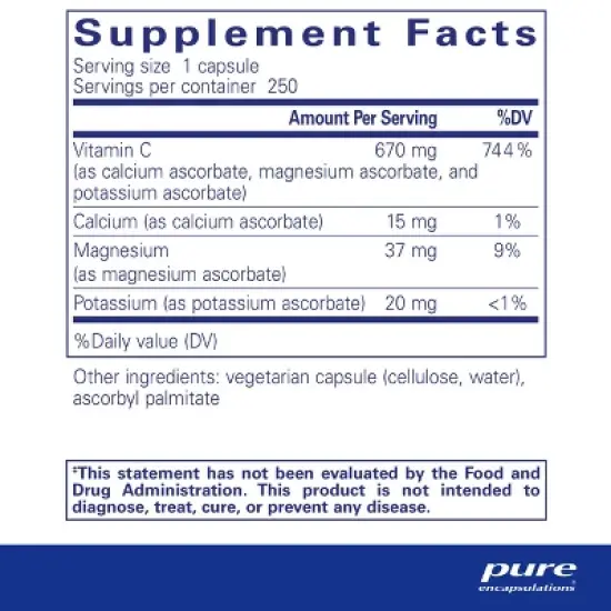 Pure Encapsulations Buffered Ascorbic Acid Capsules - Vitamin C for Sensitive Individuals* image {1}