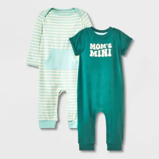 Baby 2pk Mama Romper Set - Cat & Jack&trade; Turquoise Green image {4}