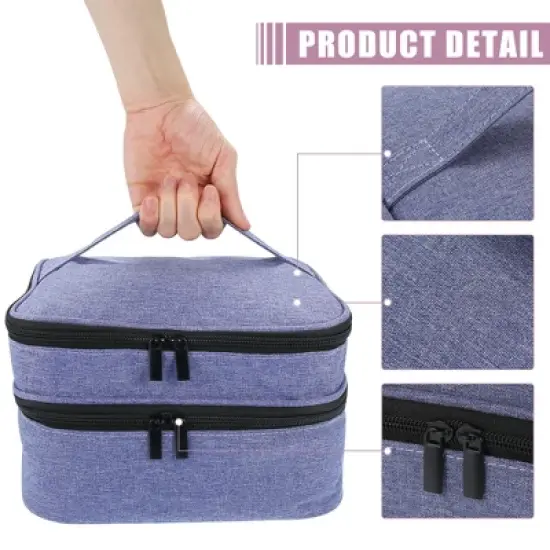 Unique Bargains Nail Storage Bag Gel Polish 30 Bottles Double-layer Nail Organizer Case image {1}