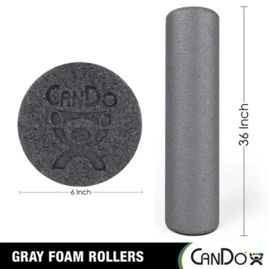 CanDo Plus Round Gray Exercise Fitness Foam Rollers for Muscle Restoration, Massage Therapy, Sport Recovery and Physical Therapy image {1}