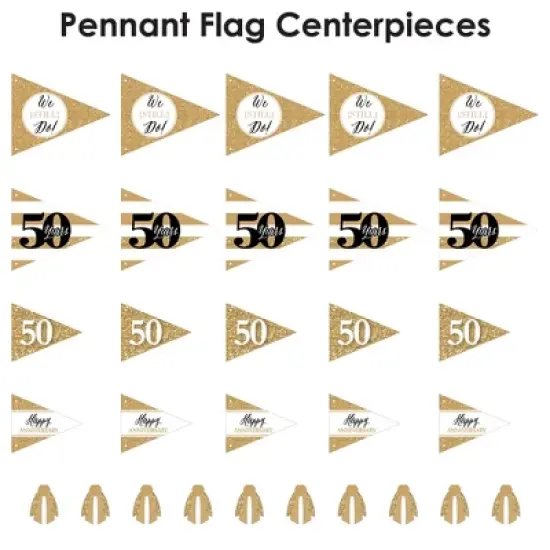Big Dot of Happiness We Still Do - 50th Wedding Anniversary - Triangle Anniversary Party Photo Props - Pennant Flag Centerpieces - Set of 20 image {4}