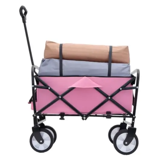 Collapsible Foldable Wagon Cart with strapping system Beach Wagon, Utility Cart for Camping Supports 225lbs image {9}