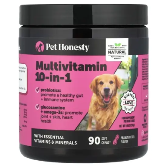 Pet Honesty Dog Multivitamin - 10 in 1 Dog Vitamins for Health & Heart - Fish Oil, Glucosamine, Probiotics, Omega Fish Oil - Dog Vitamins and image {4}