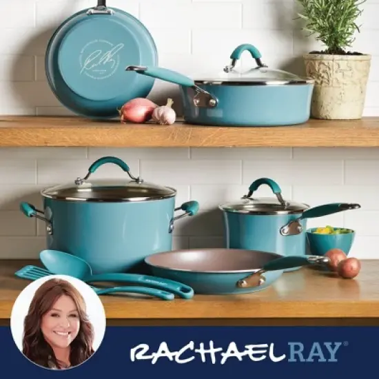 Rachael Ray Cucina 10pc Porcelain Enamel Nonstick Cookware Set image {6}