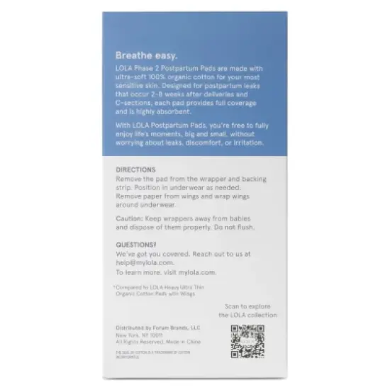 LOLA Phase 2 Postpartum Pads - Heavy Absorbency - 20ct image {1}