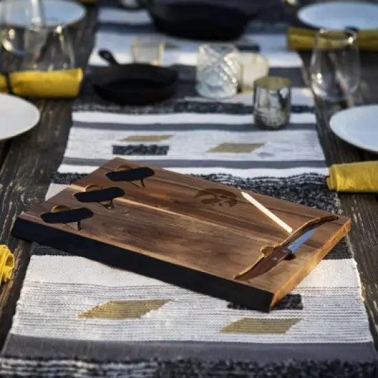 NCAA Iowa Hawkeyes Delio Acacia Wood Cheese Cutting Board and Tool Set image {3}