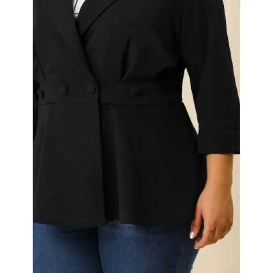 Agnes Orinda Women's Plus Size Ruffle Peplum Ruched Curvy Formal Outfits Blazers image {5}