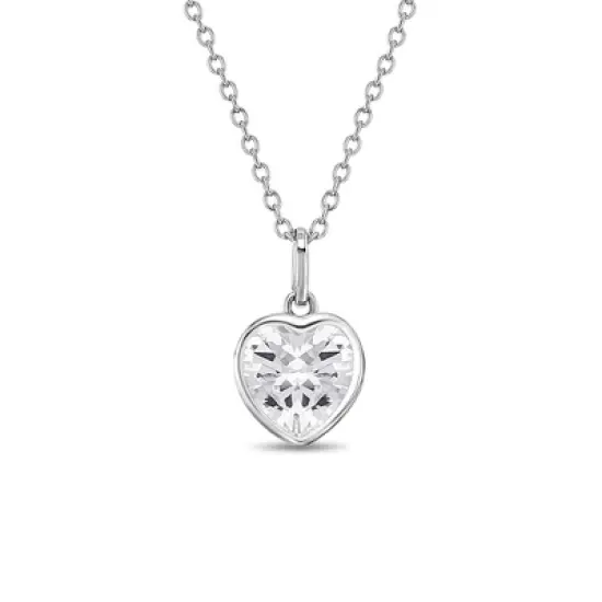 Girls' CZ Birthstone Heart Sterling Silver Necklace - In Season Jewelry image {5}