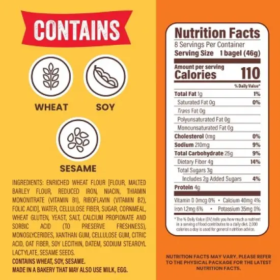 Thomas' Plain Bagel Thins - 13oz/8ct image {3}