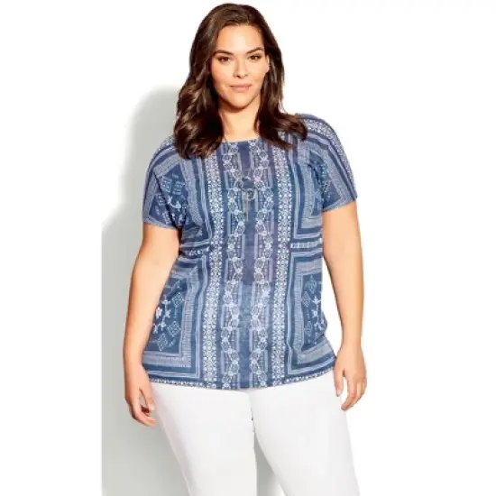 Women's Plus Size Tiarne Necklace Top - navy | AVENUE image {3}