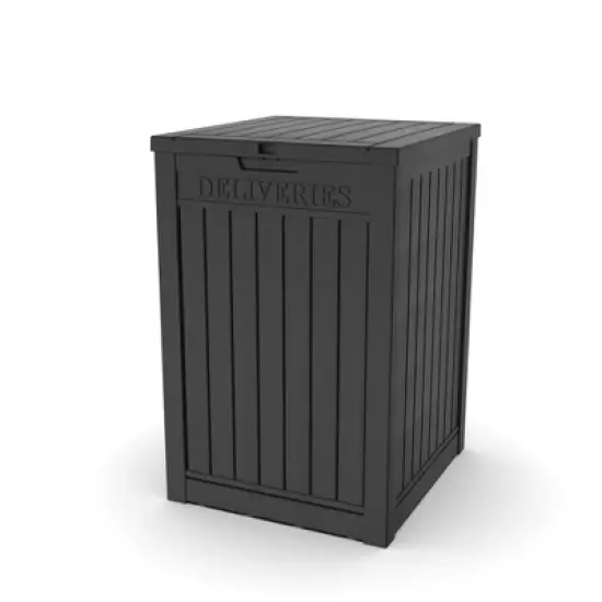 Yardgrace Deliver Box,Lockable Outdoor Storage Box,Large Double Wall Resin Package Delivery Waterproof Deck Box for Porch Patios Black image {11}