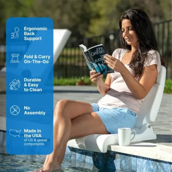 Kumasinova Flip-Fold Portable Outdoor Chairs,Plastic Folding Chair with Back Support,Camping Chairs for Adults,Stadium Seats for Pool,Tailgating,White image {1}