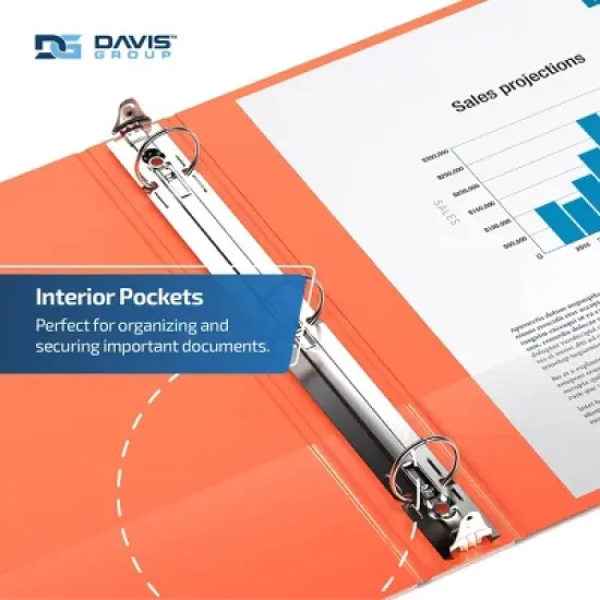 Davis Group 6pk 1.5" Premium Economy Round Ring Binder Orange: Hard Cover, 275 Sheet Capacity, 2 Pockets, Polypropylene image {5}