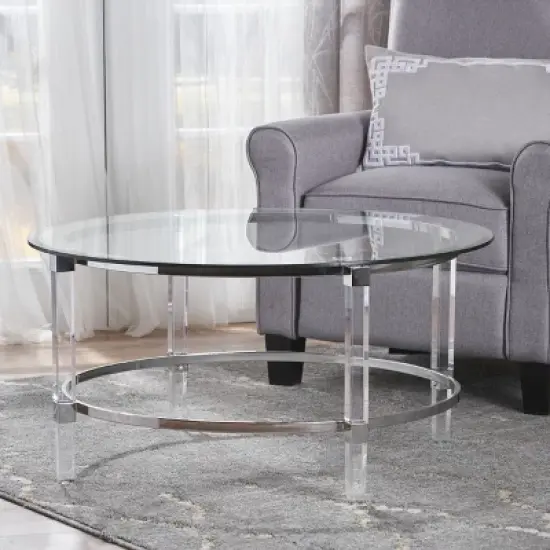 Glass Coffee Table Cocktail Table Center Table Side Table Small Table, Round/Rectangular-Christopher Knight Home image {1}