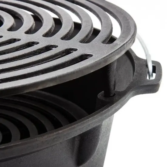 Petromax Cast Iron Fire Grill and Dutch Oven Cooker with Handle for Easy Transport Outdoor Cooking, 16.5 inch diameter image {2}