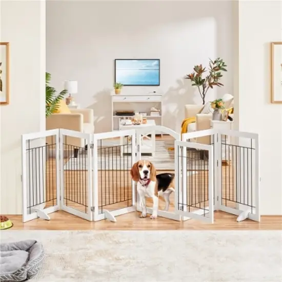 Yaheetech 32&Prime; H Pet Gate with Wood and Wire for Doorway image {2}