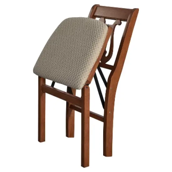 2pc French Cane Folding Chairs Cherry - Stakmore image {1}