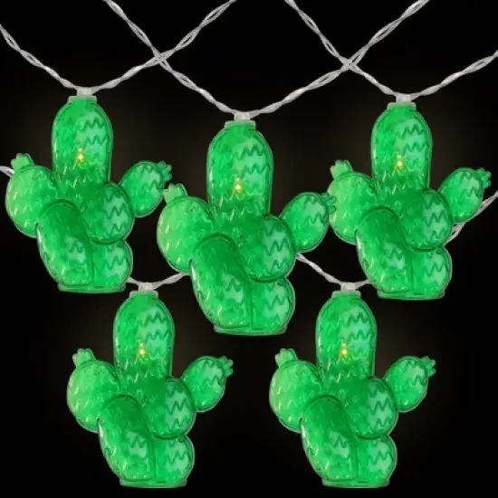 Northlight LED Prickly Pear Cactus Indoor Outdoor Patio String Light Set - 4.5' Clear Wire - 10ct image {2}