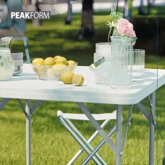Peakform Multipurpose Banquet Squared Table Lightweight Folding Durable Desk with Secure Base for Indoor and Outdoor Events, 34 Inch, White image {4}