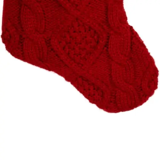 Northlight Cable Knit Christmas Stocking with Cuff - 21.5" - Red image {3}