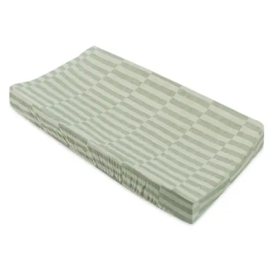 Babyletto Quilted Muslin Changing Pad Cover, GOTS Certified Organic Cotton - Moss Stripe image {1}