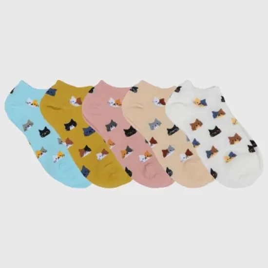 Anna-Kaci Adorable Cat - Print No Show Socks Soft for Casual 5Pk image {5}