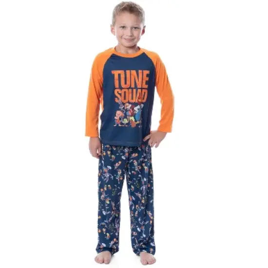 Looney Tunes Boys' Space Jam Tune Squad Movie Raglan Sleep Pajama Set Blue image {4}