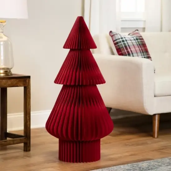 Northlight Accordion Honeycomb Foldable Paper Christmas Tree - 3' - Red image {1}
