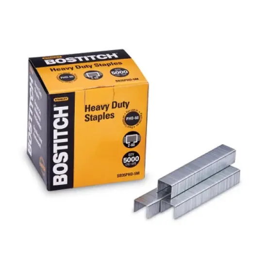 Bostitch Heavy-Duty Premium Staples, 0.38" Leg, 0.5" Crown, Steel, 5,000/Box image {6}