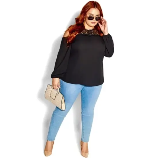 Women's Plus Size Natalia Top - black | CITY CHIC image {6}