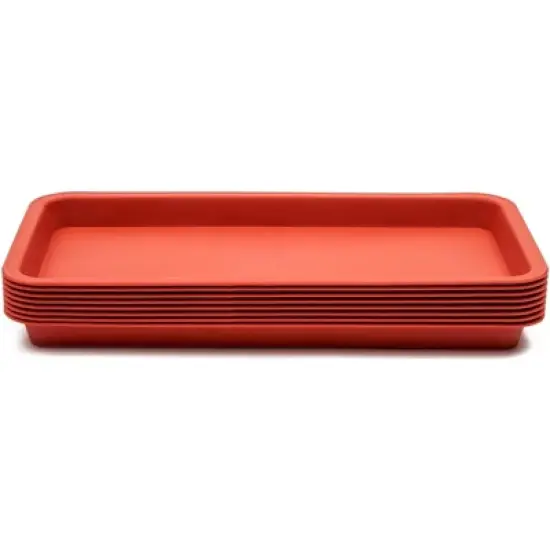 Juvale 8 Pack Plastic Plant Drip Trays for Pots, Rectangular Saucer Pans for Planters and Water Drainage, Indoors, Outdoors, Terracotta Red, 6.5x12 in image {3}