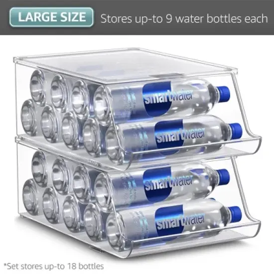 Sorbus Set of 2 Water Bottle Organizer Bins with Lids - Can and Bottle Holder Drink Dispenser - for Fridge, Pantry, Kitchen Organization and Storage image {6}