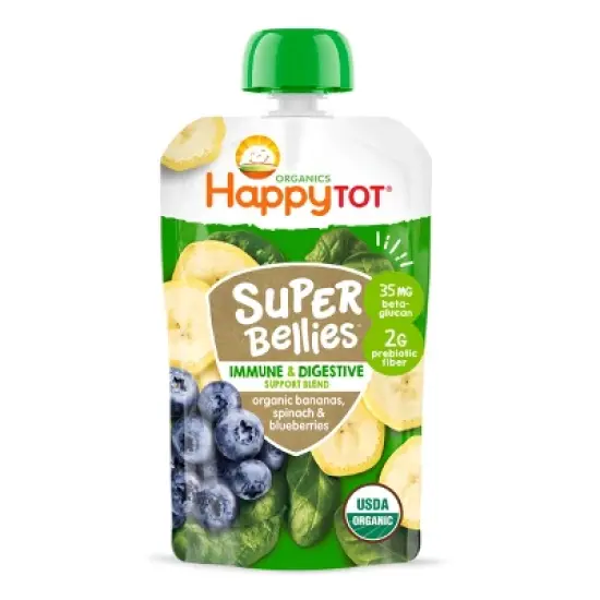 HappyTot Super Bellies Organic Bananas Spinach & Blueberries Baby Food Pouch - 4oz image {6}