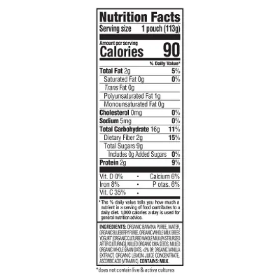 HappyTot Super Morning Organic Bananas Blueberries Yogurt & Oats with Super Chia Baby Food Pouch - 4oz image {5}