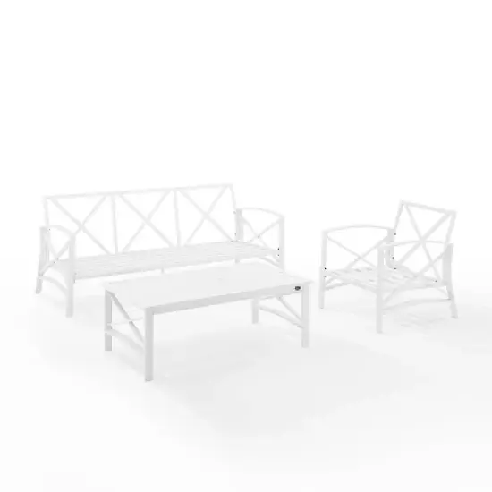 Kaplan 3pc Outdoor Sofa Set with Sofa & Arm Chair with Coffee Table - Navy - Crosley image {3}