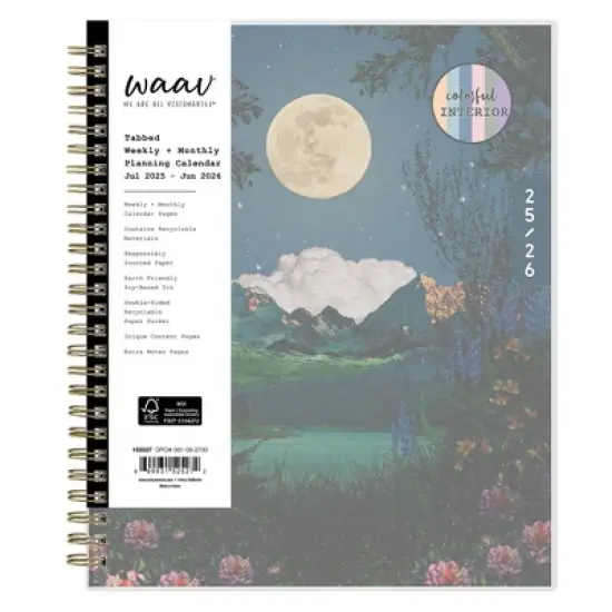 Blue Sky WAAV 7"x9" 2025-2026 Weekly/Monthly Wirebound Planner Frosted Katie image {2}