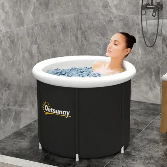 Portable Ice Bath Tub, Outdoor Cold Plunge Tub with Thermo Lid, Cover and Carry Bag, for Athletes Recovery and Cold Water Therapy image {1}