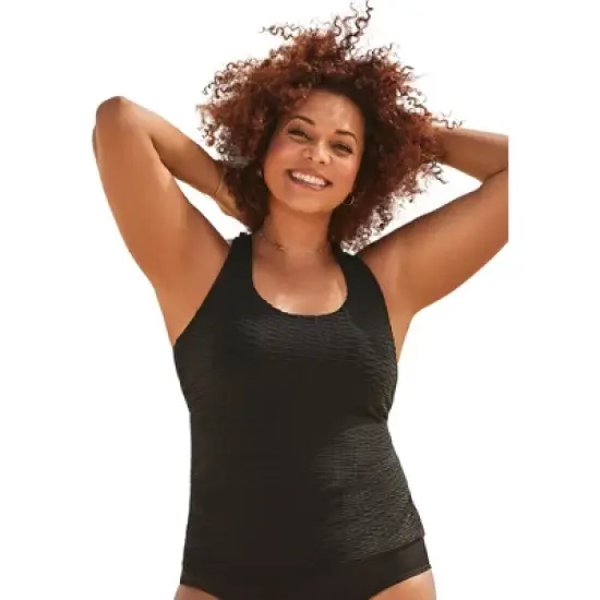 Swimsuits for All Women&rsquo;s Plus Size Textured Crossback Tankini Top image {2}