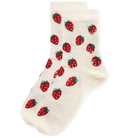 Memoi Women's Strawberries Cozy Crew Socks image {2}