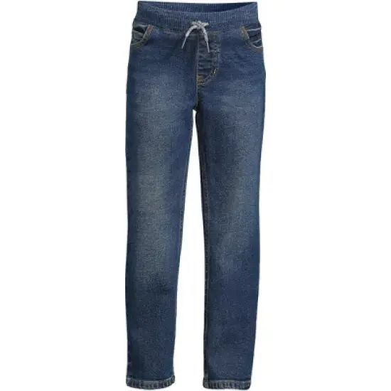 Lands' End Boys Slim Iron Knee Stretch Pull On Denim Jeans image {3}