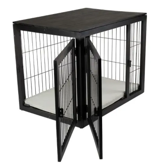 Pet Adobe Furniture-Style Dog Crate, Black image {7}