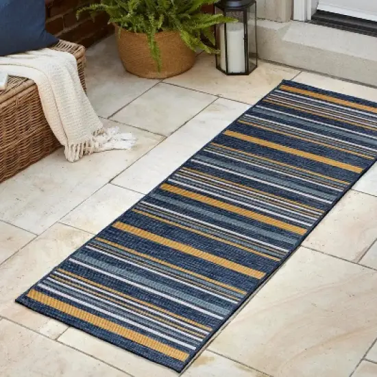 JONATHAN Y Janus Classic Coastal Ticking Stripe Reversible Machine-Washable Indoor/Outdoor Area Rug image {4}
