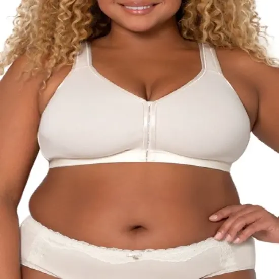 Curvy Couture Women's Cotton Luxe Front and Back Close Wireless Bra image {5}