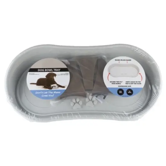 Pet Adobe Elevated Pet Feeding Tray for Pet Bowls With Splash Guard and Nonskid Feet - 21" x 11" x 8.5", Light Tan/Brown image {3}