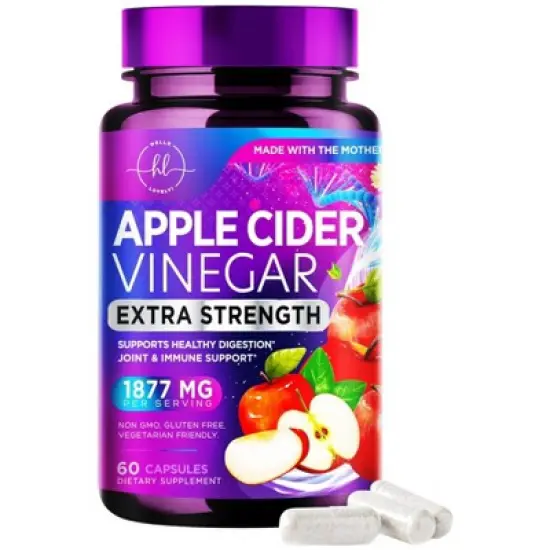 Apple Cider Vinegar Pills from the Mother - 1877mg of ACV with Vitamin D3 & Zinc, ACV Supplement for Digestion - 60 Capsules By Hello Lovely! image {7}