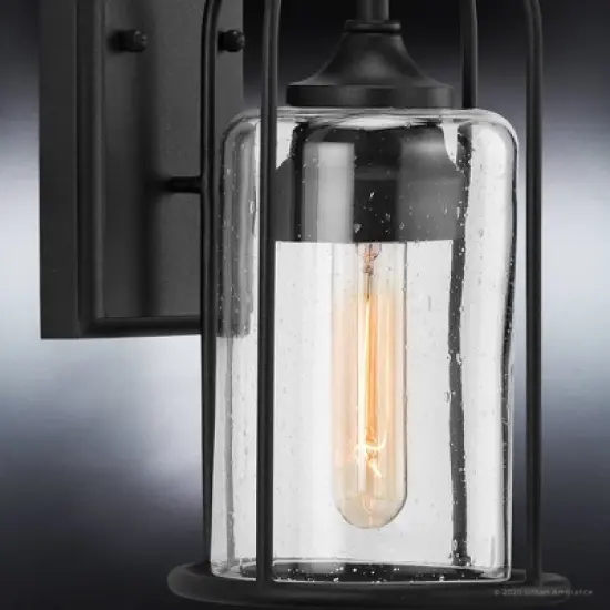 Urban Ambiance Luxury Farmhouse Outdoor Wall Sconce 12.75''H x 6.125''W,  Midnight Black Finish,  Henderson Collection, UHP1300 image {6}