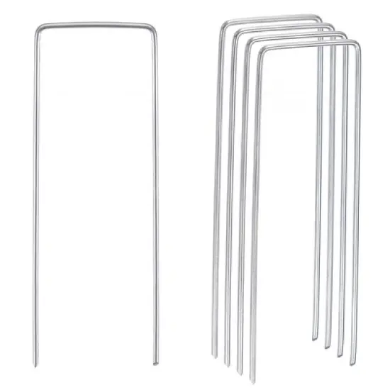 Unique Bargains Garden Stakes Pins, Galvanized Landscape Staples Outdoor Lawn Pegs for Ground Cover Weed Barrier Fabric image {5}