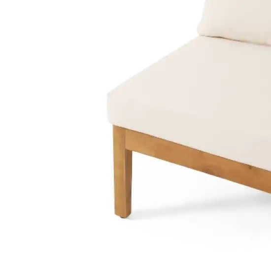 Christopher Knight Home 4pc Brooklyn Teak Outdoor Sectional Chat Set with Cushions Beige image {9}