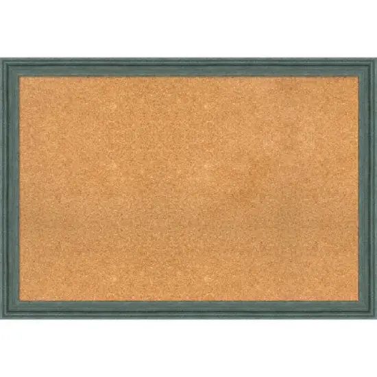 39"x27" Upcycled Wood Frame Natural Cork Board Teal/Gray - Amanti Art image {10}